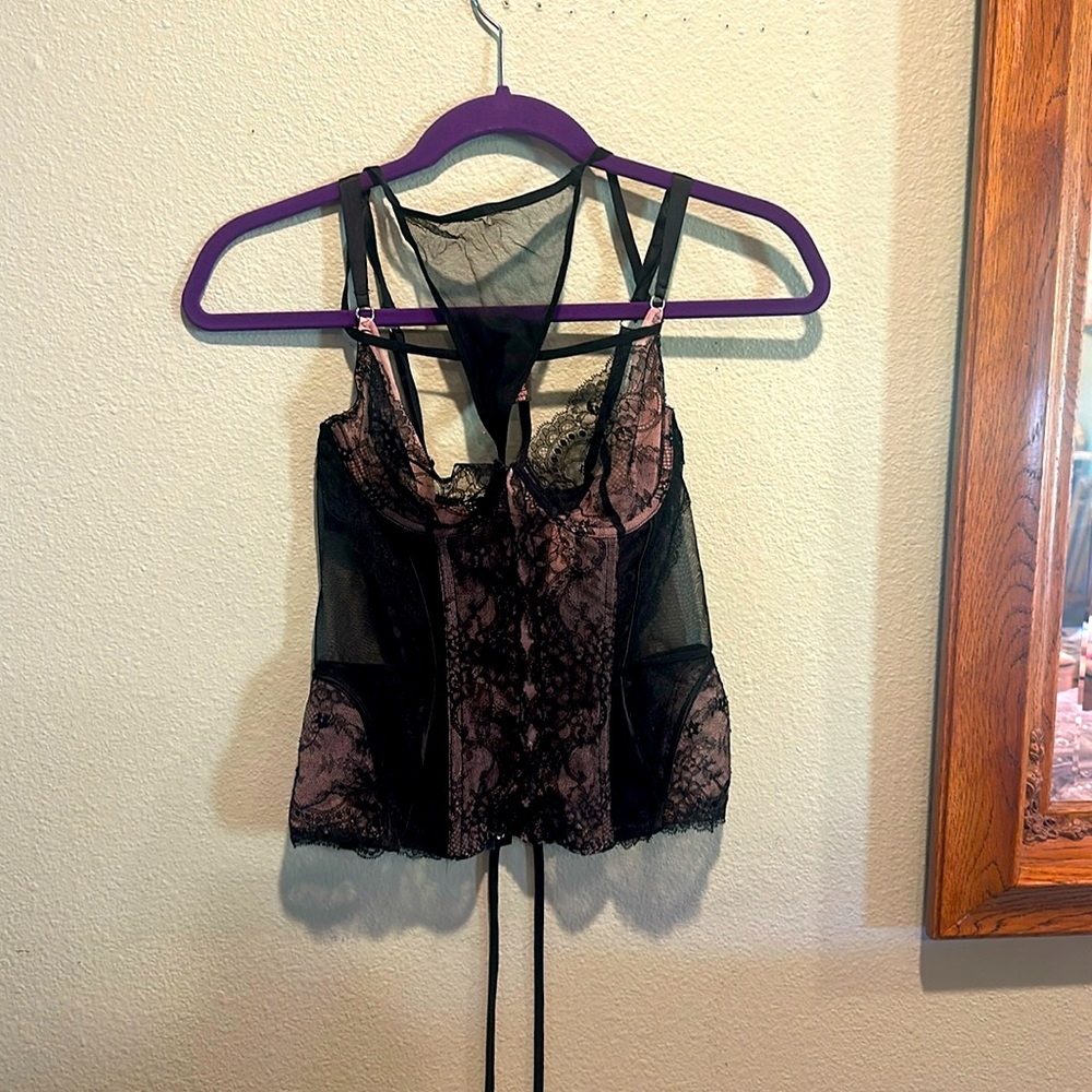 Beautiful, black, complete set corset, and panties
